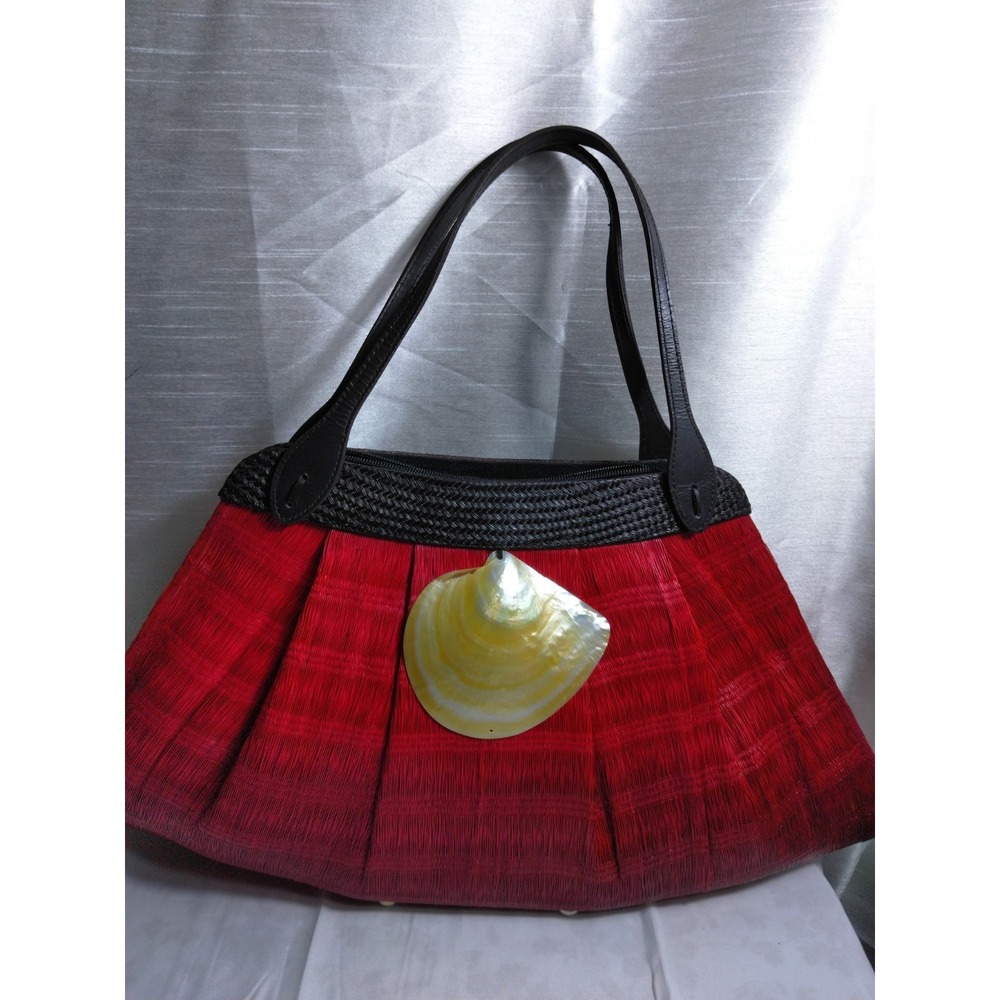 Woven Straw Handbag and crossbody purse With Golden Mother Of Pearl Set - Picture 2 of 15
